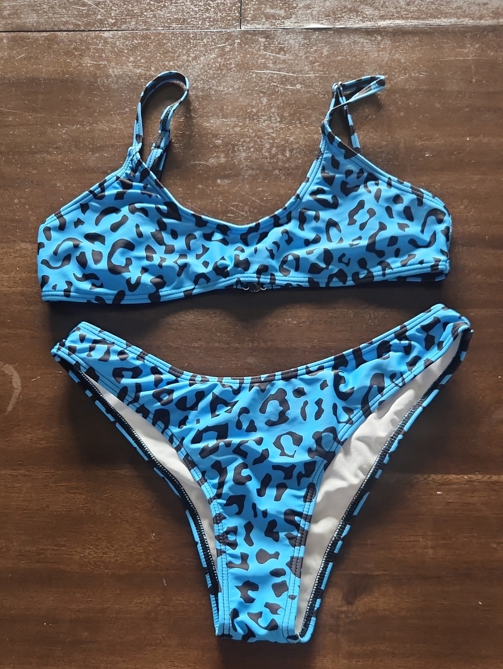 Blue Leopard Print Two-Piece Bikini